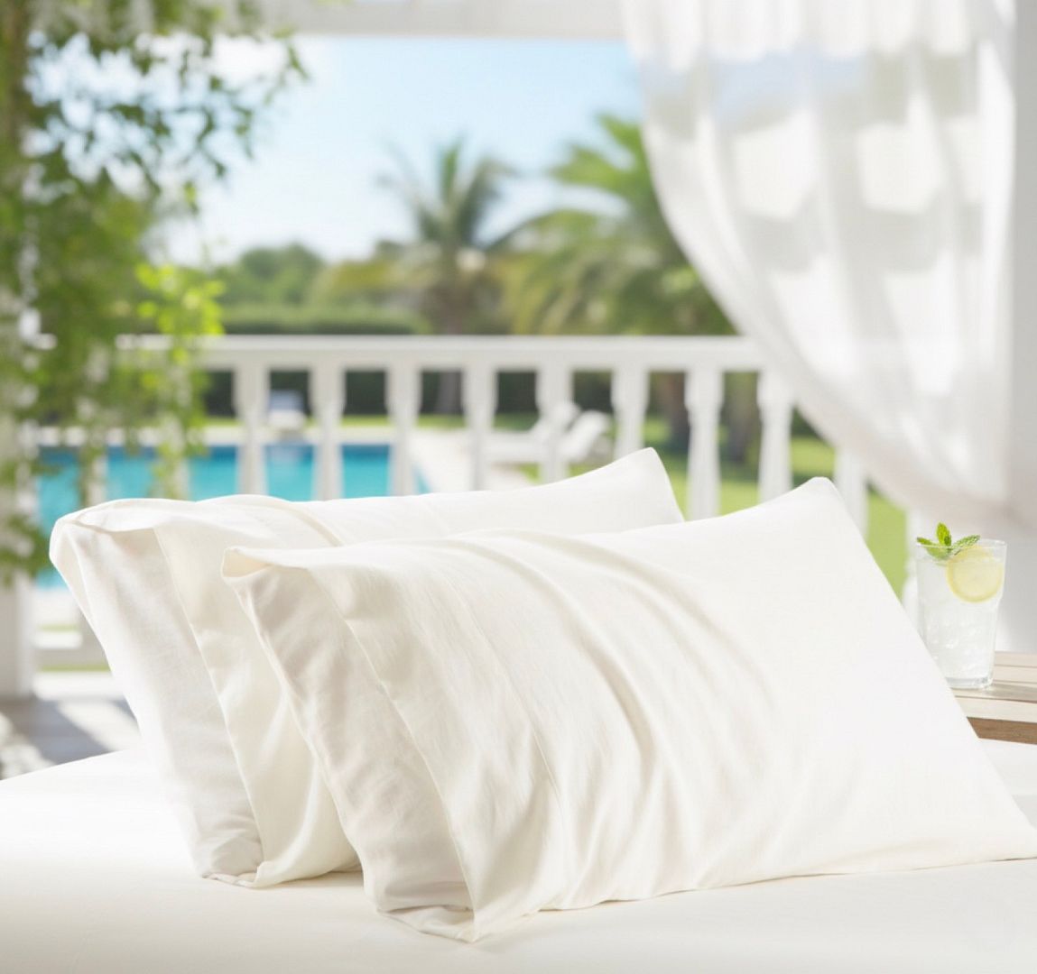 1000TC Silky Soft Cooling Fitted Sheet & Pillowcase(s) Set - Ivory White