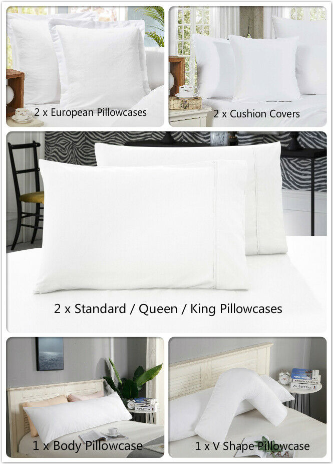 1000TC Ultra Soft European/Standard Pillow cases Queen/King Size V Shp/Body Pillowcase