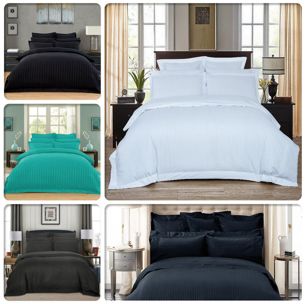 Striped Luxury Duvet/Doona/Quilt Cover Set Collection Double Queen/King/Super King Size Bed