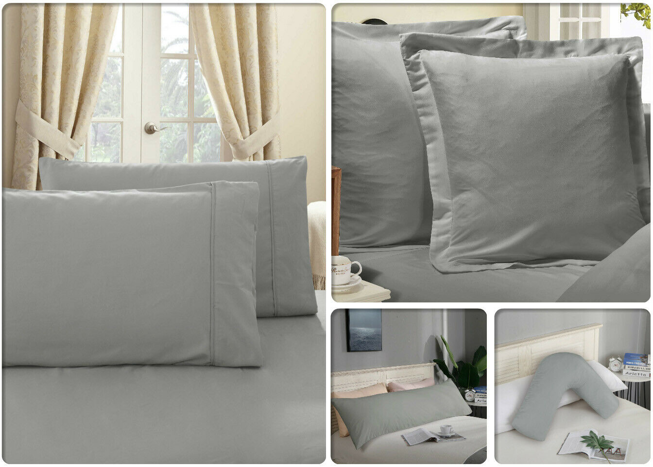 1000TC Ultra Soft European/Standard Pillow cases Queen/King Size V Shp/Body Pillowcase