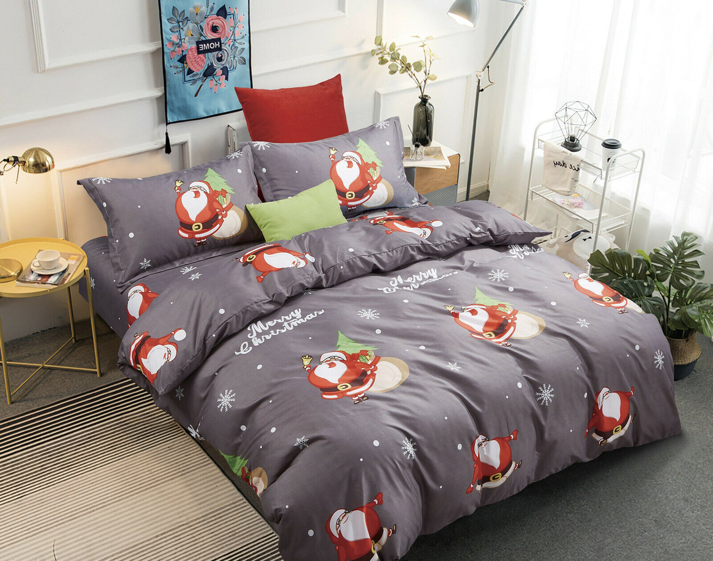 Christmas Santa Doona/Quilt Cover Set Queen/King/Super King Size Bed M425