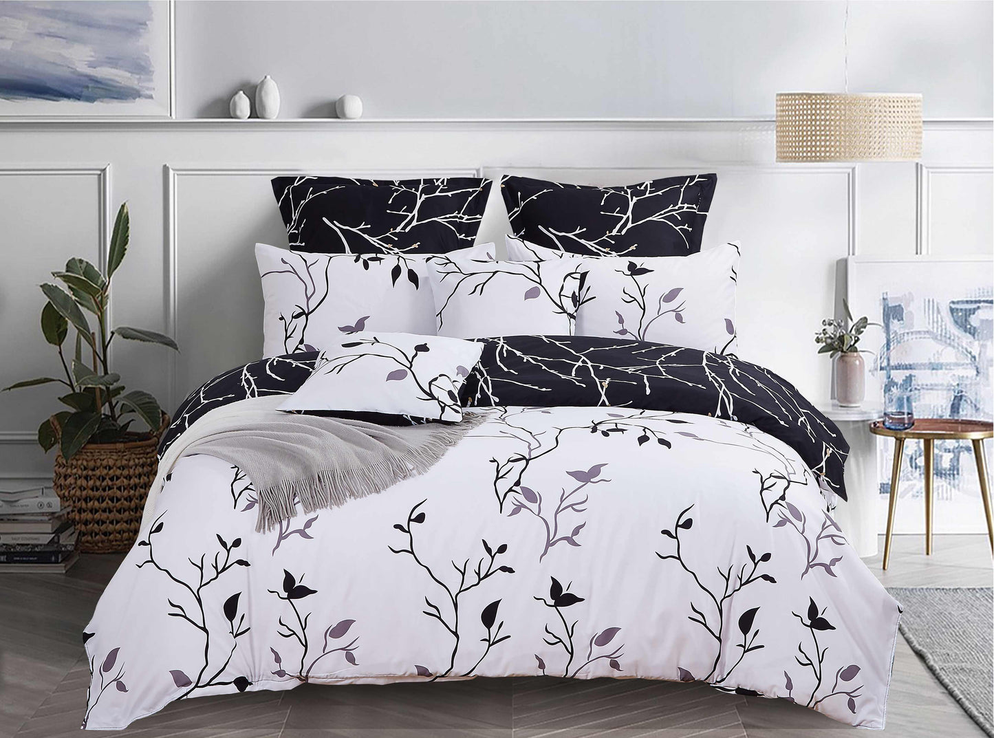 TREE Reversible Duvet/Doona/Quilt Cover Set Queen/King/Super Size Black M411
