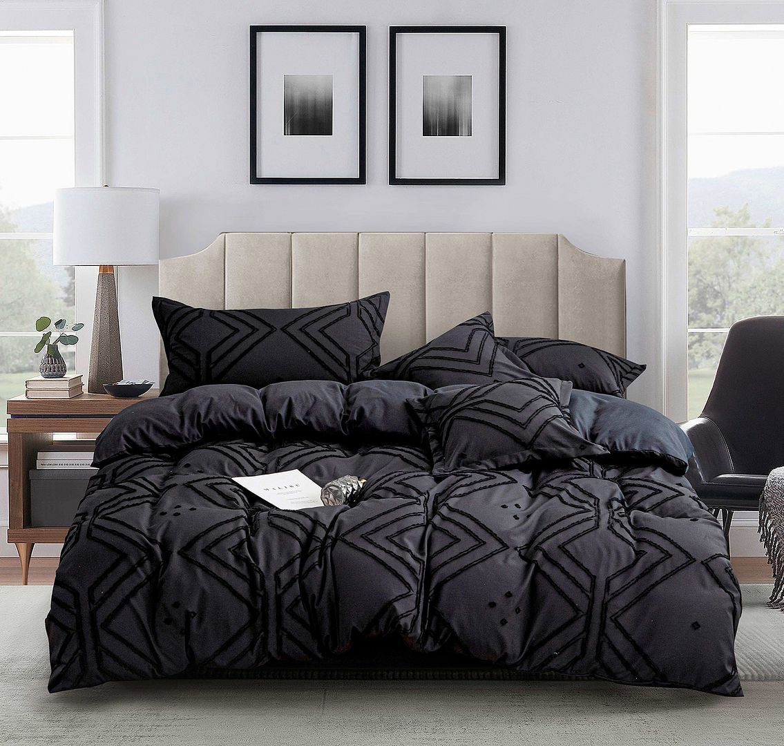 Tufted Textured Jacquard Quilt Cover Set -Queen/King/Super King