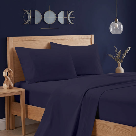 1000TC Ultra Soft Sheet Set - Single/Double Queen/King/Super King Size Bed - Midnight Blue