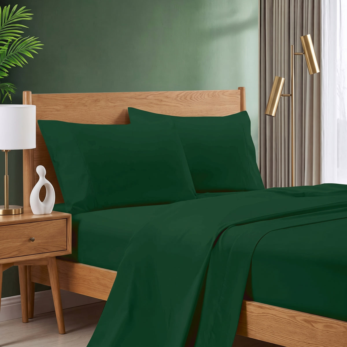 1000TC Ultra Soft Sheet Set - Single/Double Queen/King/Super King Size Bed - Dark Green