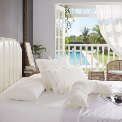 1000TC Silky Cooling Pillowcase - Ivory white - Envelope Closure