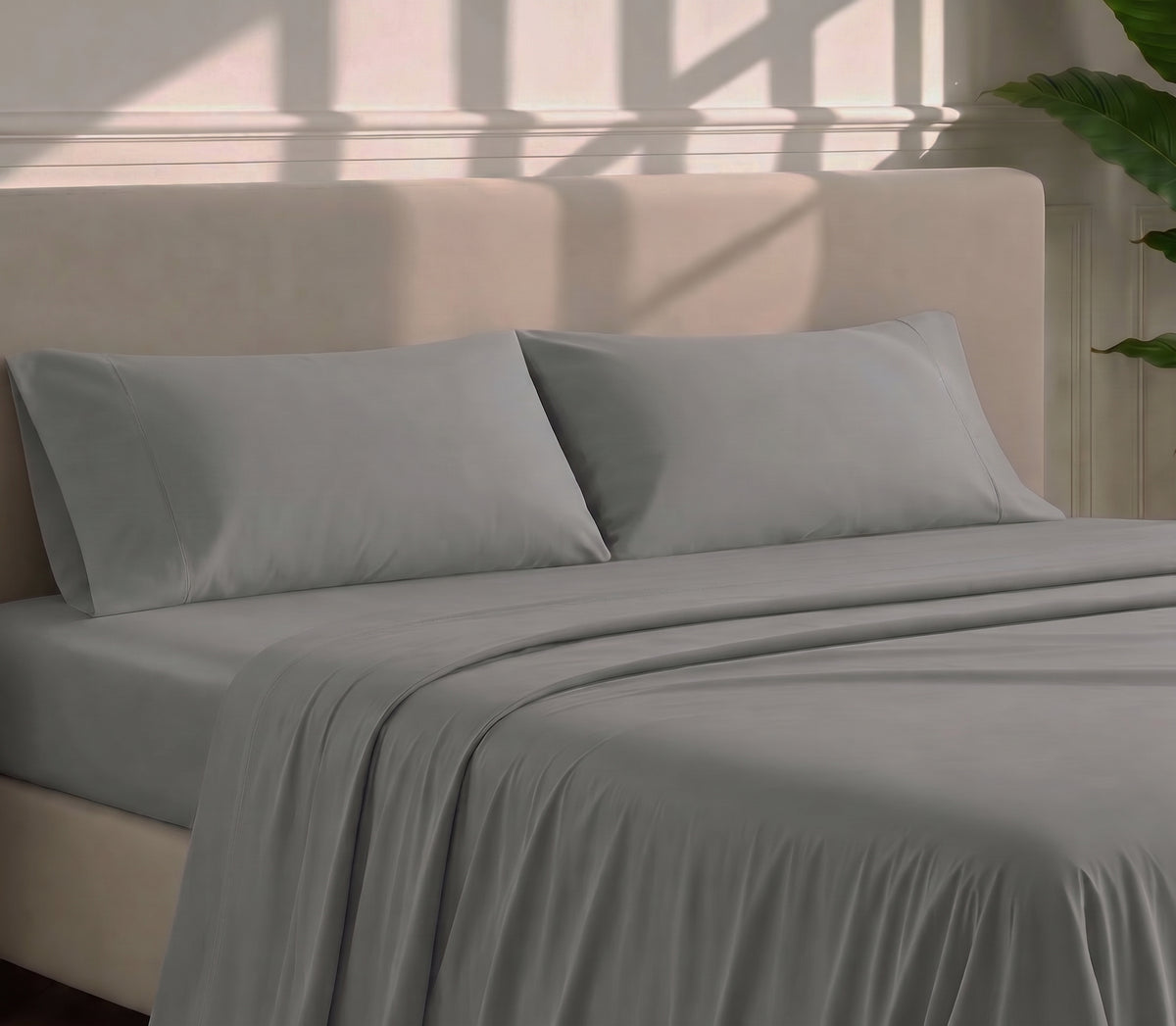 1000TC Ultra Soft Sheet Set - Single/Double Queen/King/Super King Size Bed - Grey