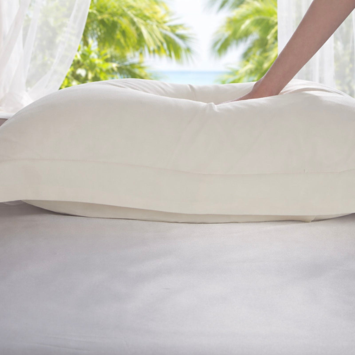 1000TC Silky Cooling Pillowcase - Ivory white - Envelope Closure