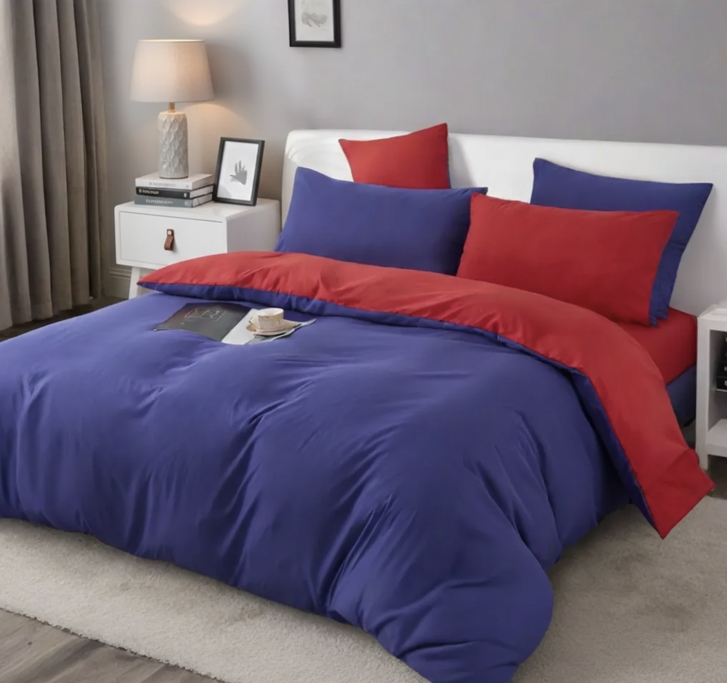 Reversible Ultra Soft Doona/Quilt Cover Set-Queen/King/Super King Size-Blue and Red