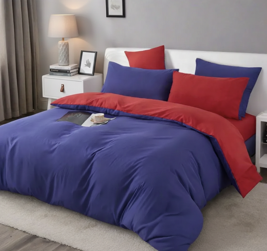 Reversible Ultra Soft Doona/Quilt Cover Set-Queen/King/Super King Size-Blue and Red