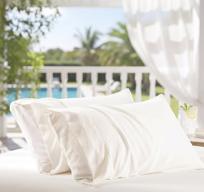1000TC Silky Cooling Pillowcase - Ivory white - Envelope Closure