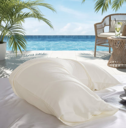 1000TC Silky Cooling Pillowcase - Ivory white - Envelope Closure