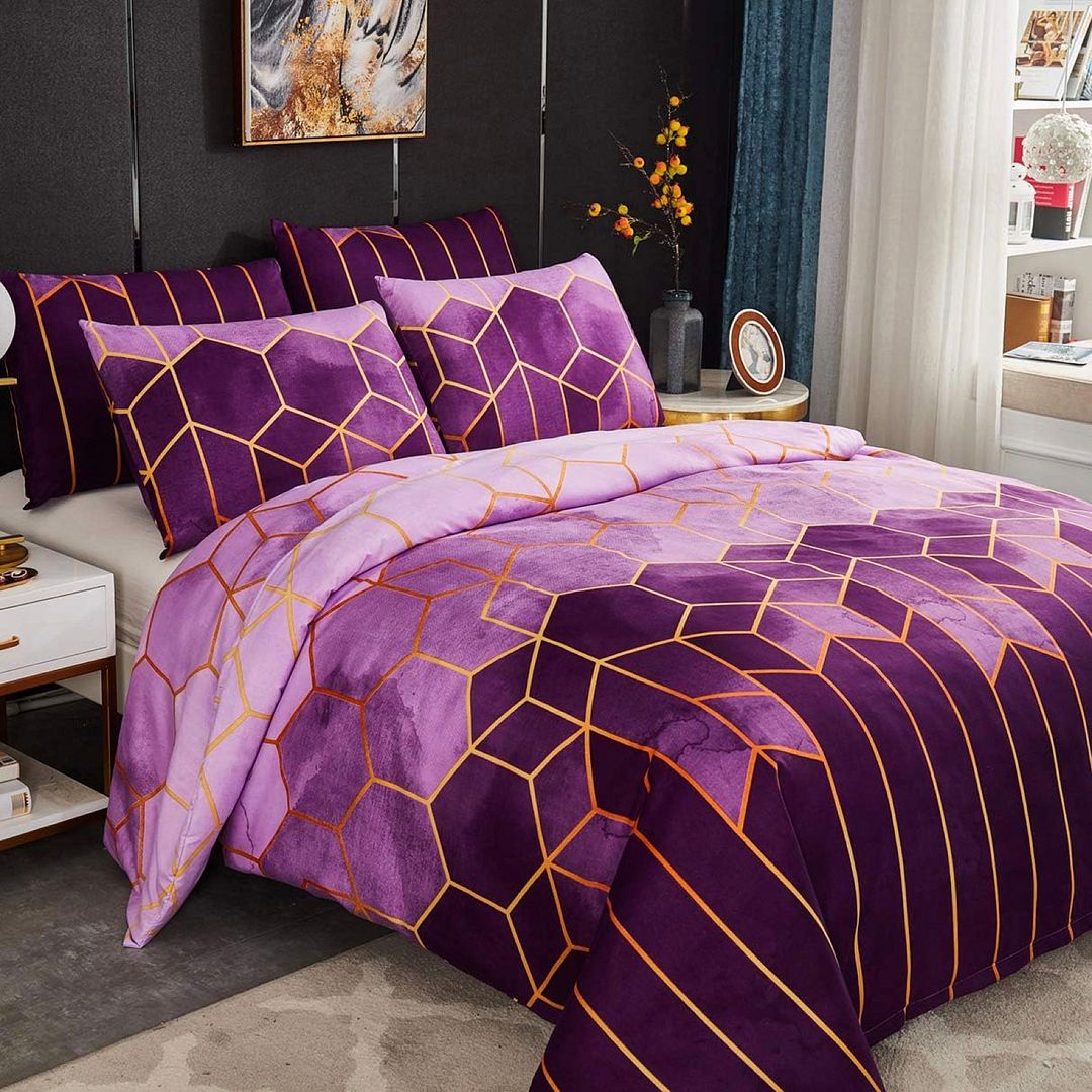 Erena Purple Quilt/Doona/Duvet Cover Set