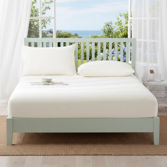 1000TC Silky Soft Cooling Fitted Sheet & Pillowcase(s) Set - Ivory White