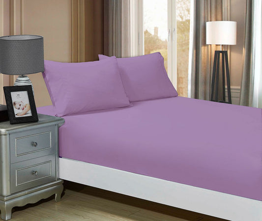1000TC Ultra Soft Fitted Sheet & Pillowcase(s) Set - Single/Double Queen/King/Super King Size Bed - Lilac