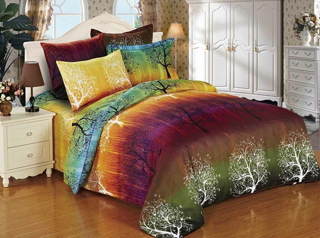 Pair of Rianbow Tree European Pillowcases 65cm x 65cm