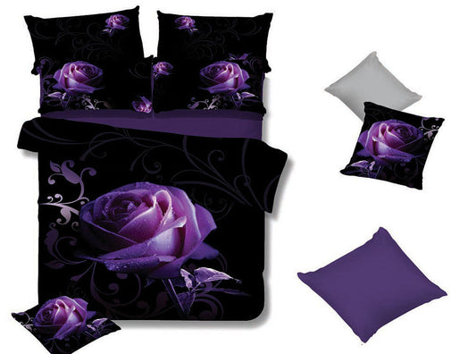Pair of Purple ROSE European Pillowcases 65cm x 65cm