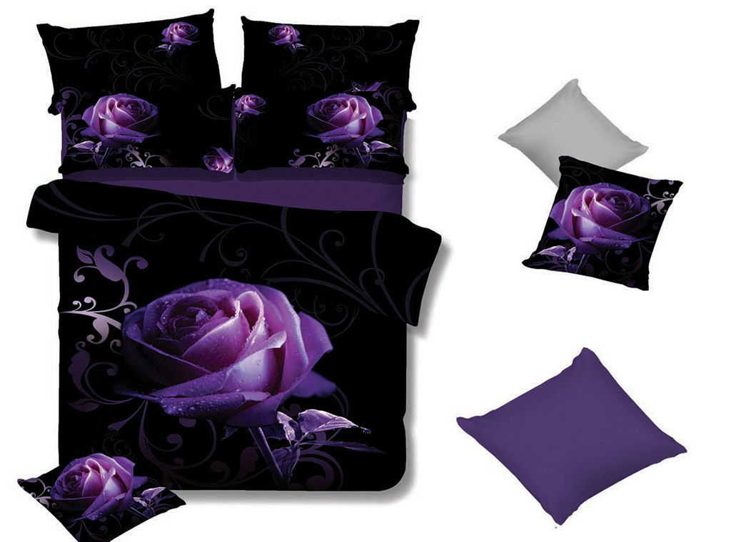Pair of Purple ROSE Standard Pillowcases 48cm x 73cm
