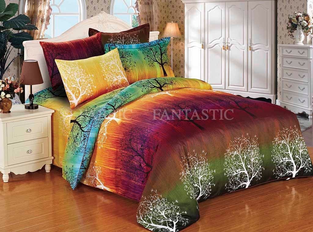 RAINBOW TREE Sheet Set Double Queen/King Size Bed Flat&Fitted&Pillowcases