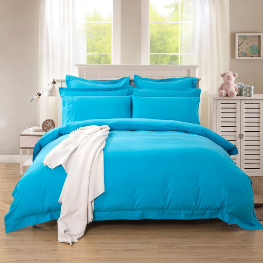 1000TC Soft Tailored Quilt Cover Set -Single/Double Queen/King/Super King Size-Light Blue