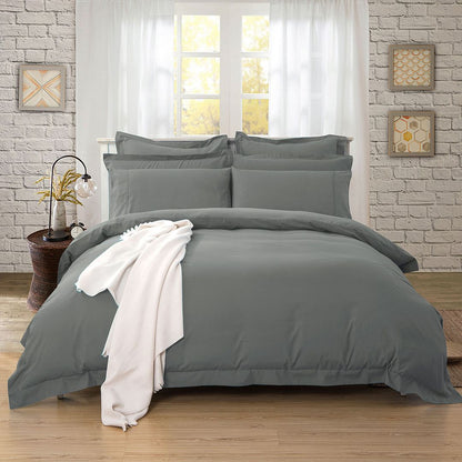 1000TC Soft Tailored Quilt Cover Set -Single/Double Queen/King/Super King Size-Charcoal