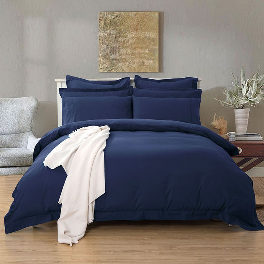 1000TC Soft Tailored Quilt Cover Set -Single/Double Queen/King/Super King Size-Midnight Blue