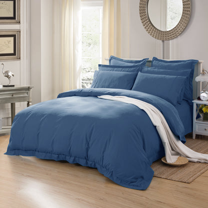 1000TC Soft Tailored Quilt Cover Set -Single/Double Queen/King/Super King Size-Greyish Blue