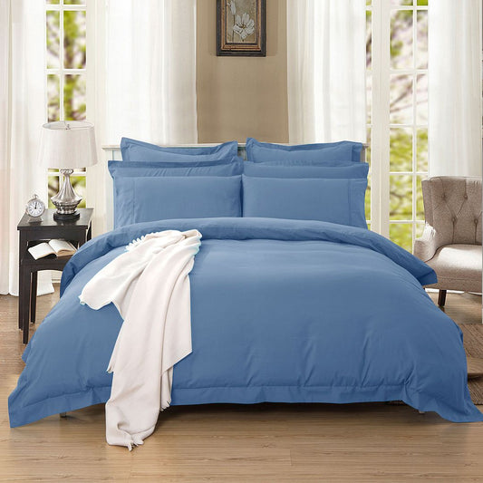 1000TC Soft Tailored Quilt Cover Set -Single/Double Queen/King/Super King Size-Greyish Blue