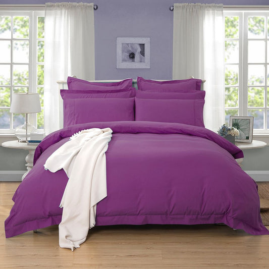 1000TC Soft Tailored Quilt Cover Set -Single/Double Queen/King/Super King Size-Purple
