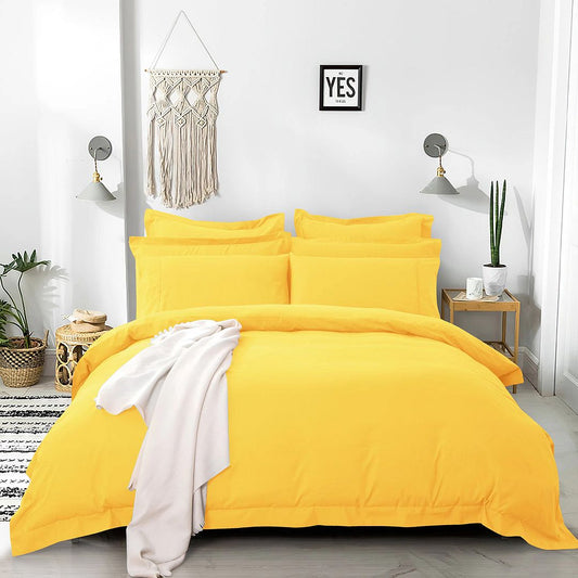 1000TC Soft Tailored Quilt Cover Set -Single/Double Queen/King/Super King Size-Yellow