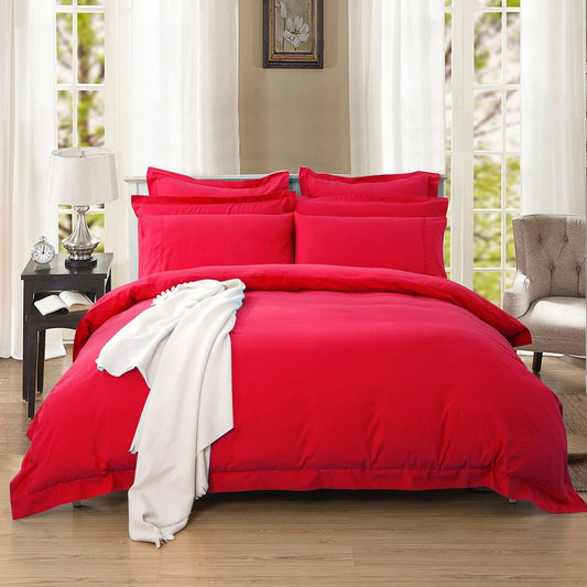 1000TC Soft Tailored Quilt Cover Set -Single/Double Queen/King/Super King Size-Red