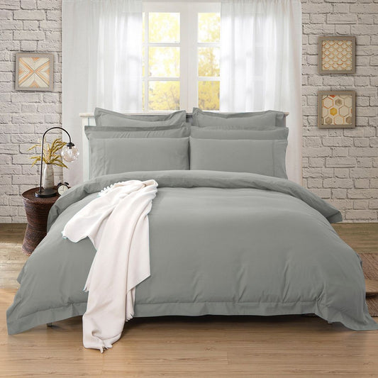 1000TC Soft Tailored Quilt Cover Set -Single/Double Queen/King/Super King Size-Grey