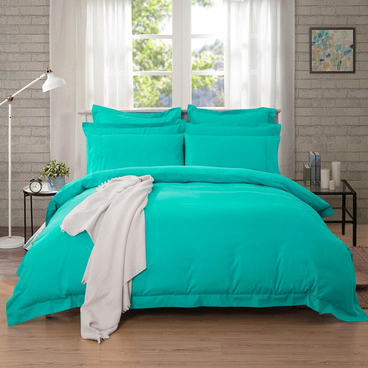 1000TC Soft Tailored Quilt Cover Set -Single/Double Queen/King/Super King Size-Teal