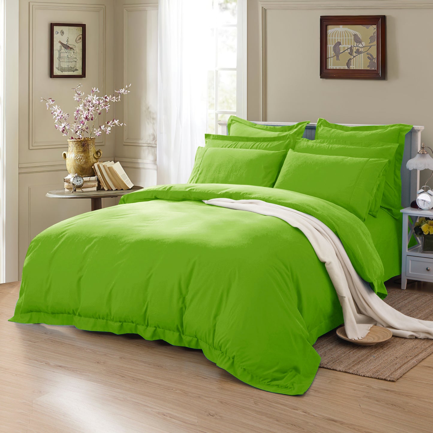 1000TC Soft Tailored Quilt Cover Set -Single/Double Queen/King/Super King Size-Green