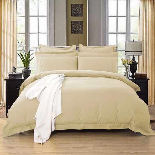 1000TC Soft Tailored Quilt Cover Set -Single/Double Queen/King/Super King Size-Yellow Cream