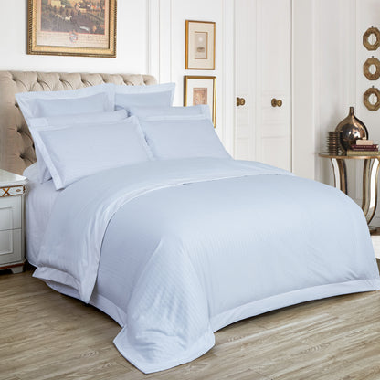 1000TC Ultra Soft Striped Duvet/Doona/Quilt Cover Set Queen/King/Super King Size-White