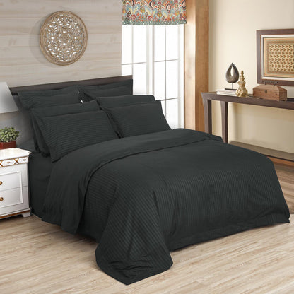 1000TC Ultra Soft Striped Duvet/Doona/Quilt Cover Set Queen/King/Super King Size-Charcoal