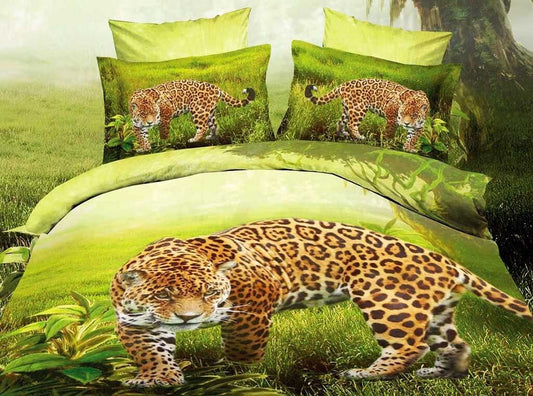 Leopard Quilt Cover Set -Queen/King Size- Green