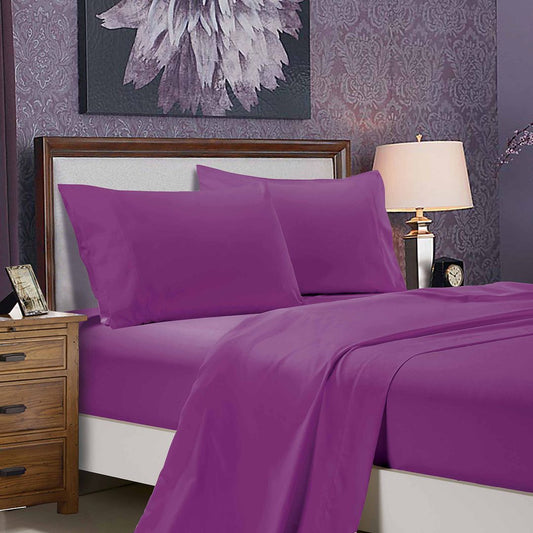 1000TC Ultra Soft Sheet Set - Single/Double Queen/King/Super King Size Bed - Purple