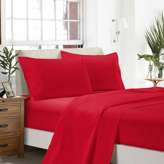 1000TC Ultra Soft Sheet Set - Single/Double Queen/King/Super King Size Bed - Red
