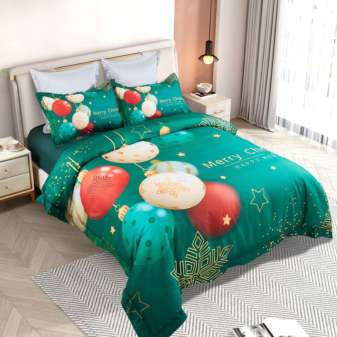 Christmas New Year Quilt/Duvet Cover Set (Queen/King/Super King Size)