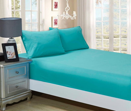 1000TC Ultra Soft Fitted Sheet & Pillowcase(s) Set - Single/Double Queen/King/Super King Size Bed - Teal