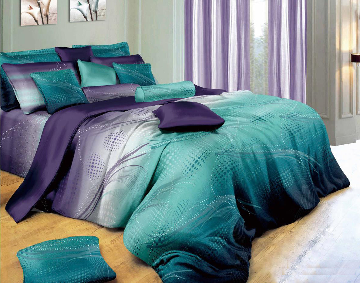 VITARA Matching Sheet Set in Purple Queen/King Size Bed Flat&Fitted&Pillowcases