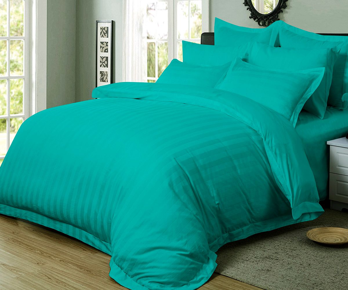 1000TC Ultra Soft Striped Duvet/Doona/Quilt Cover Set Queen/King/Super King Size-Teal