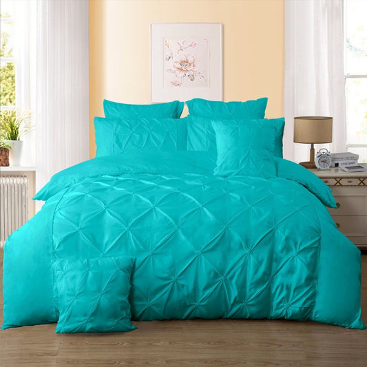 Diamond Pintuck Quilt Cover Set -Double Queen/King/Super King Size-Teal